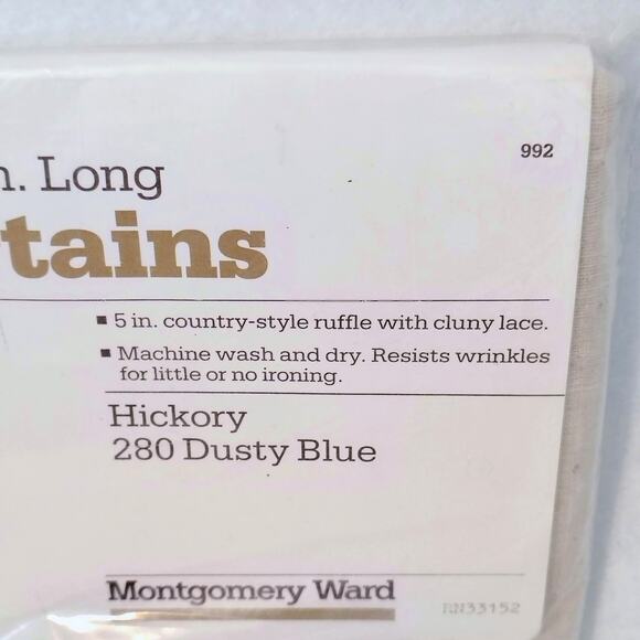 Montgomery Ward Hickory Dusty Blue Country Lace Ruffle Tier Curtains 68x36" Vtg - Picture 2 of 4